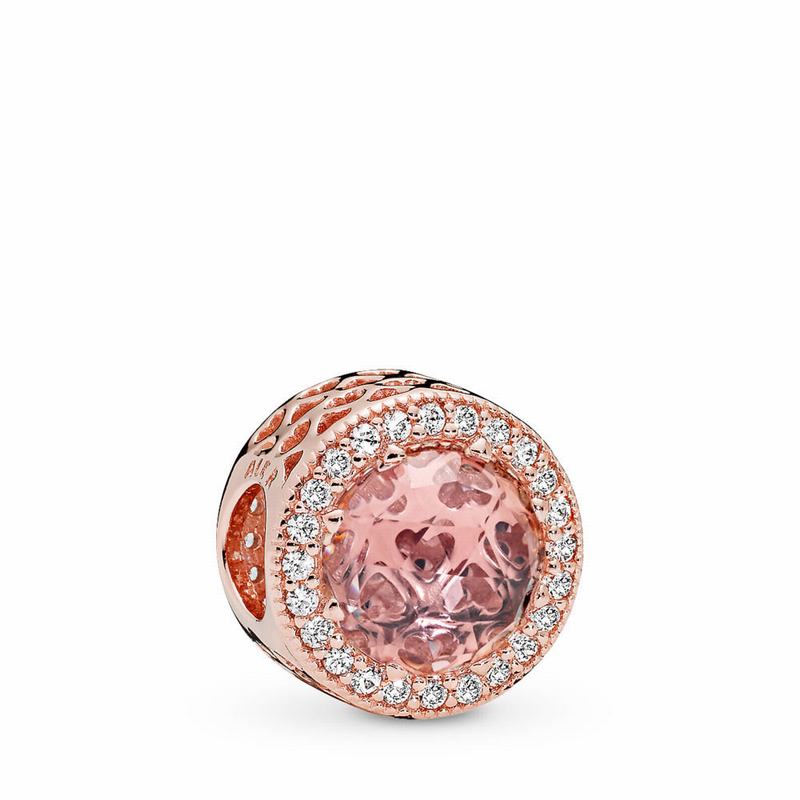 Pandora Rose™ Radiant Hearts Charm Ireland - Pandora Rose/Pink/Mixed Stones/Cubic Zirconia - 653427U